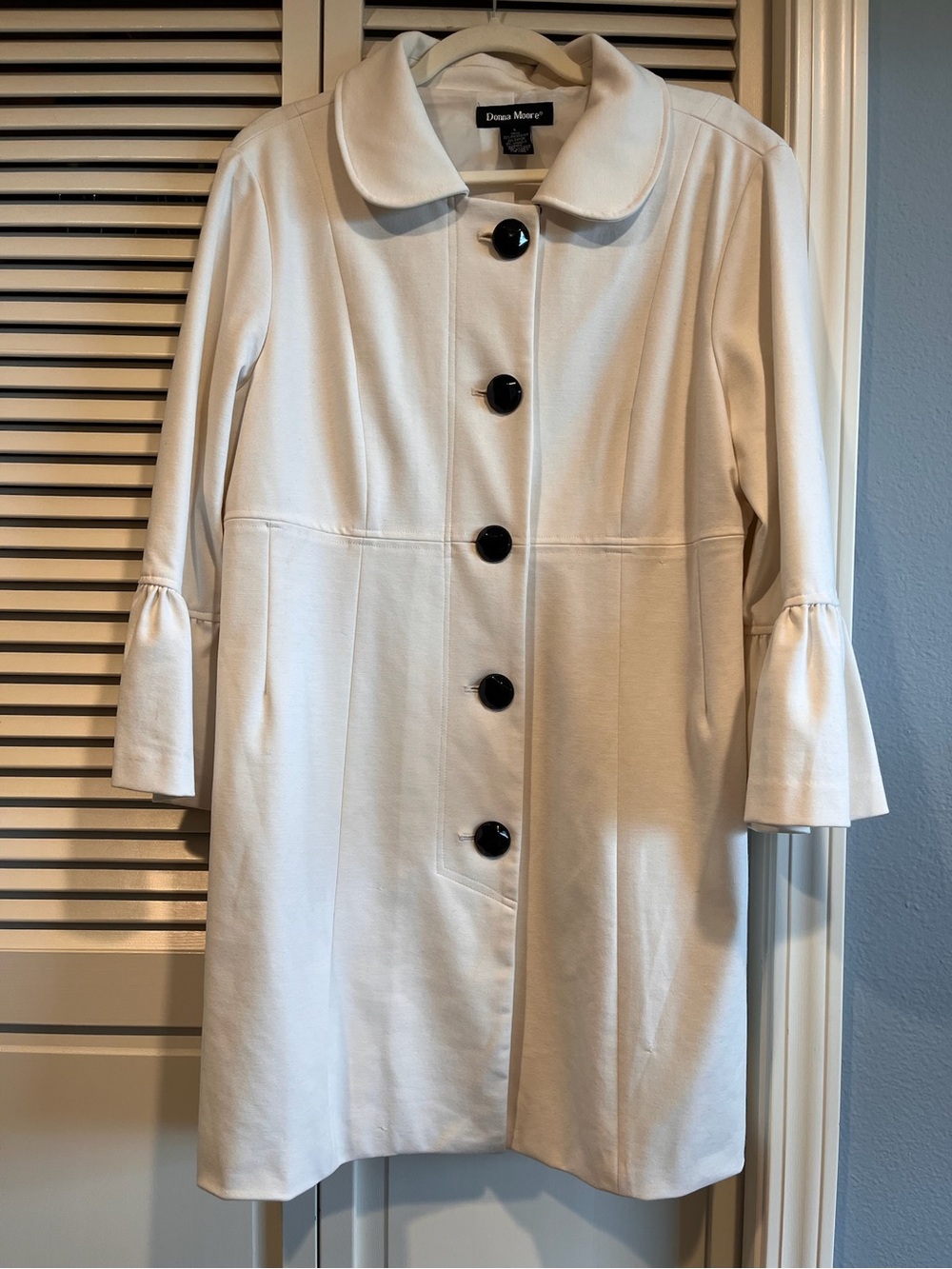 Donna Moore White Long-Sleeve A-Line Frock Dress Coat